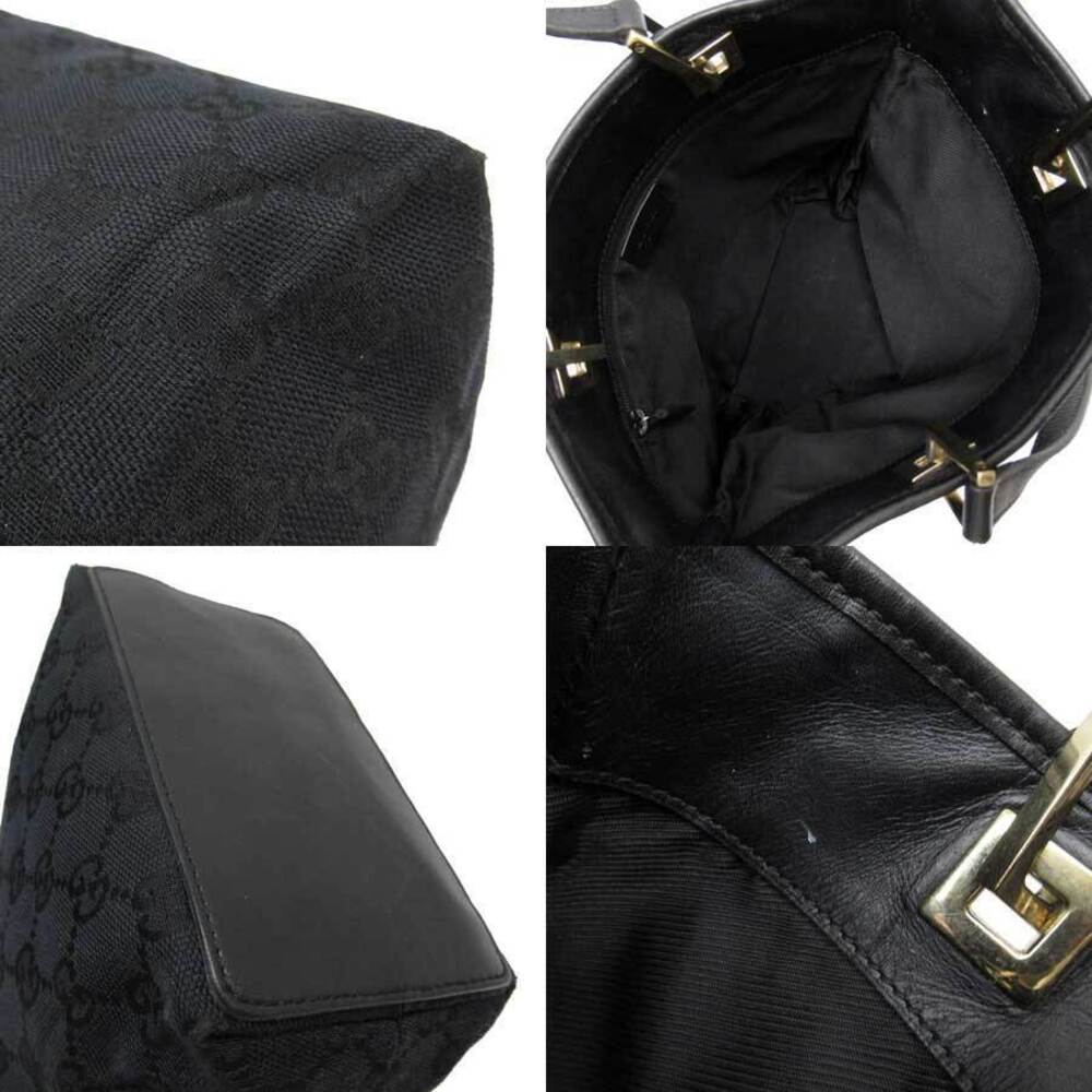 Gucci Canvas Leather Black GG Shoulder Gold Bag